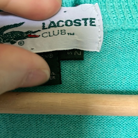 Lacoste Club made in USA Blue V-Neck Sweater Lightweight Knit - Picture 4 of 7